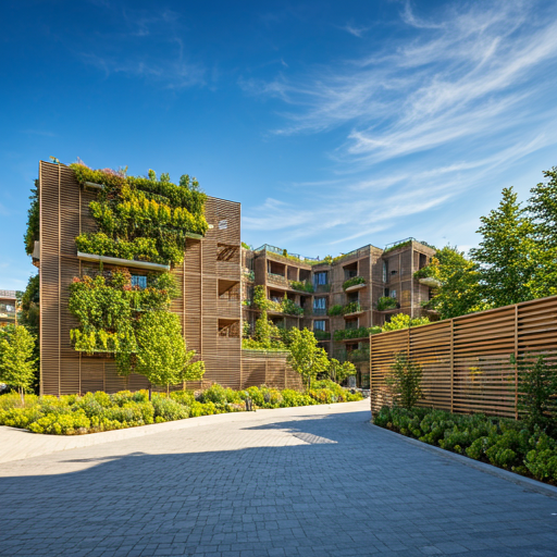 Eco resort complex with wooden facades and vertical gardens